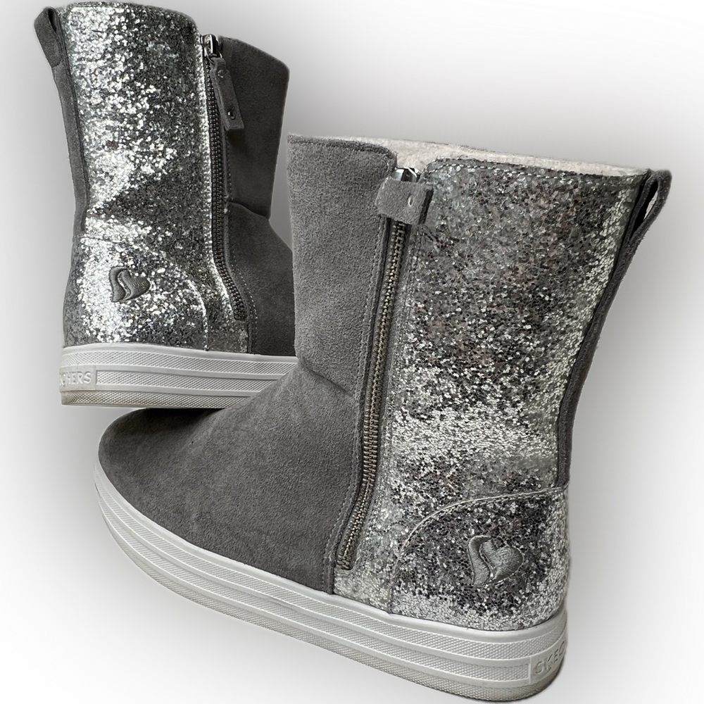 Sketchers Grey and Glittery Zip Boots